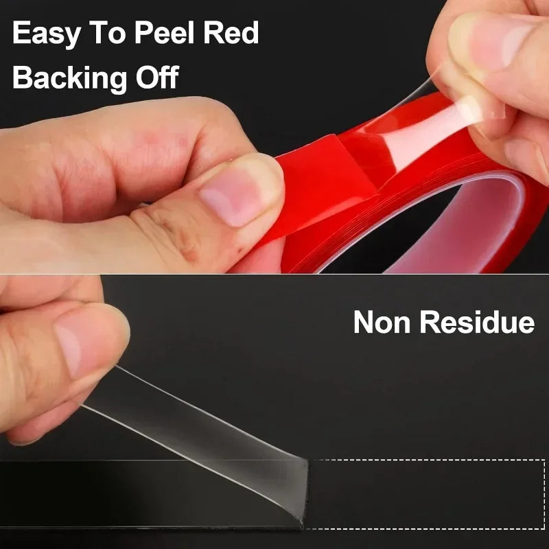 5-30mm Double Sided Adhesive Tape trong Viscosity Transparent Polyester Resin Tapes No Traces Fixed Stickers for Home Office