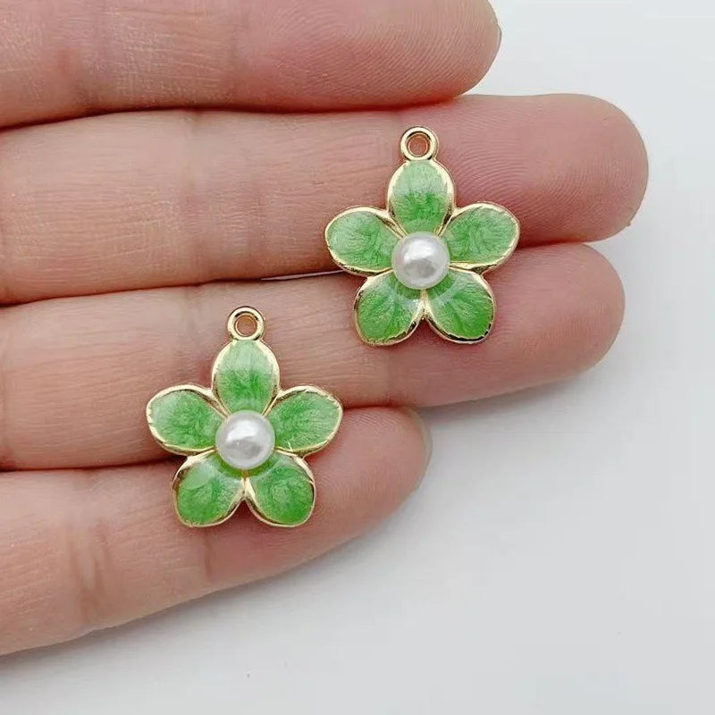 10pcs bracelet necklace pendant DIY accessory material popular pink small flower alloy single pendant