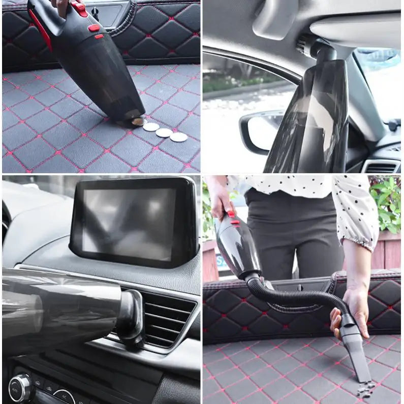 12V 5M 120W Car Vacuum Cleaner Wet Dry Portable Handheld Dual Use Mini Auto Vacuum Cleaner with Washable HEPA Filter LED Light
