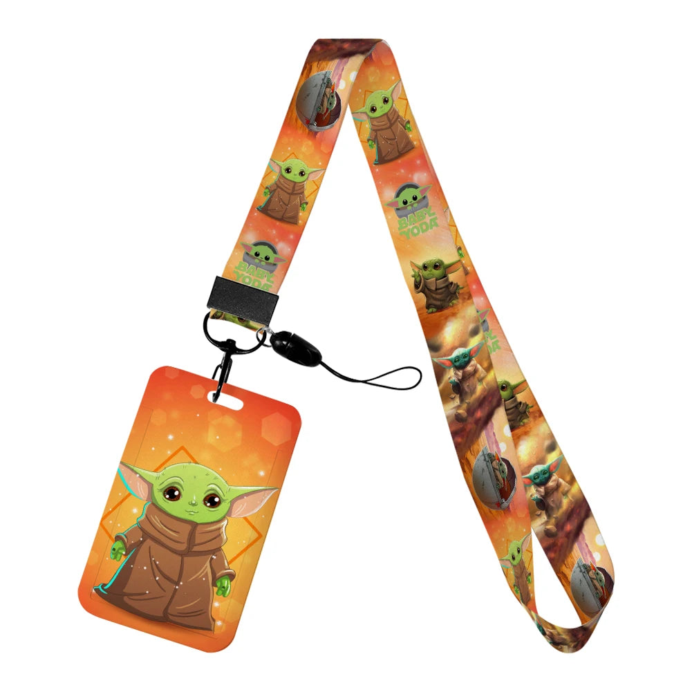Cartoon Yoda Disney Card Holder Lanyards Minnie Card Holders Neck Strap for Keychain Kids Door Badge Holder Boy Girl Card Case
