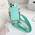 Crossbody Lanyard Matte Silicone Soft Case For iPhone 17 Pro Max 16 12 11 15 Pro 13 14 Plus Necklace Strap Shockproof Cover