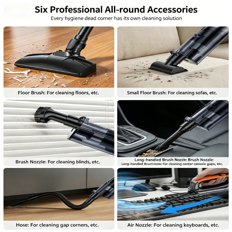 Multifunction Wireless Handheld Car Vacuum Cordless Handheld LED Lighting Chargeable Auto Vacuum for Home & Car Mini Cleaner