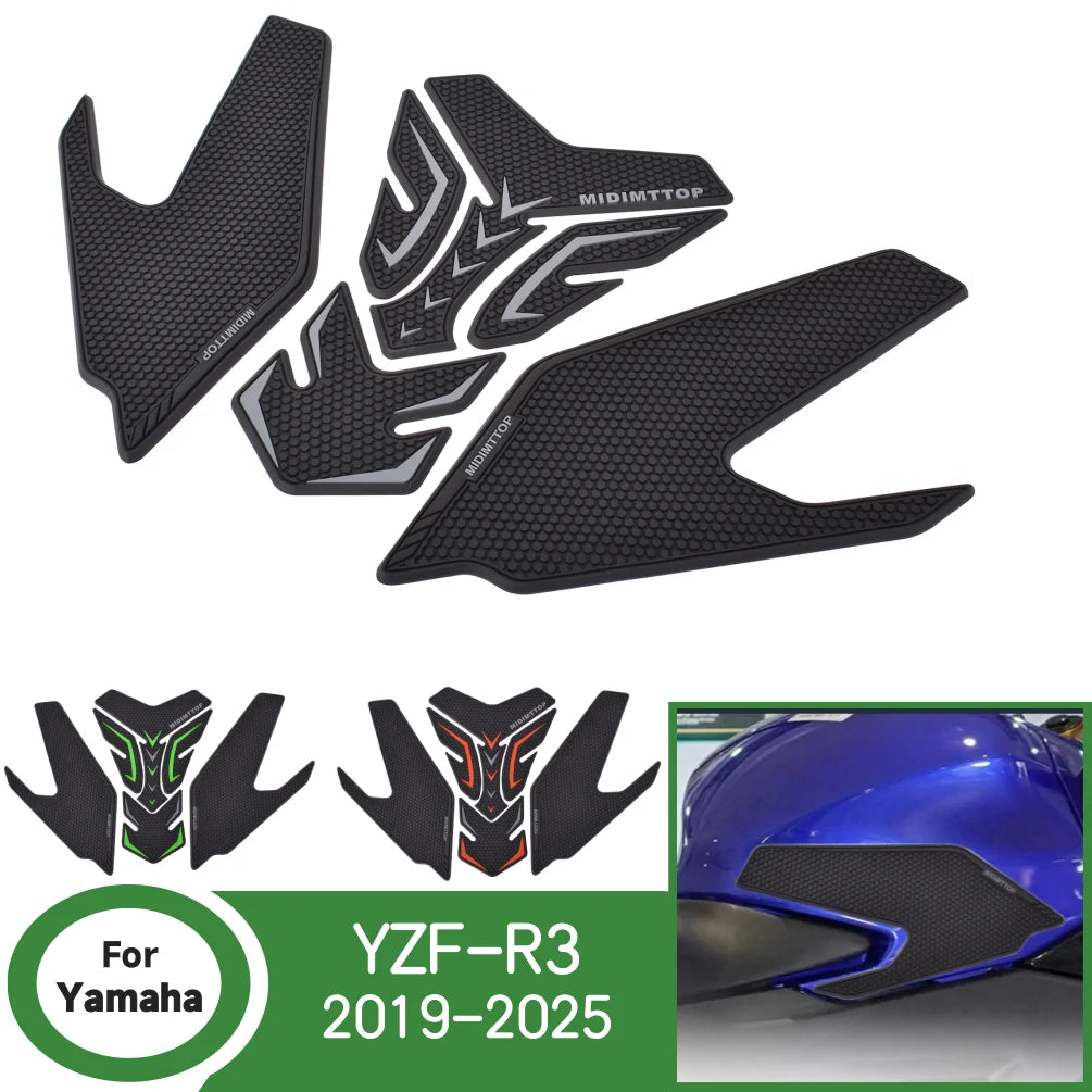 For Yamaha YZF-R3 2019-2025 2024 YZFR3 Tank Traction Side Pads Gas Fuel Knee Grip Decal Motorcycle Protector Sticker Accessories