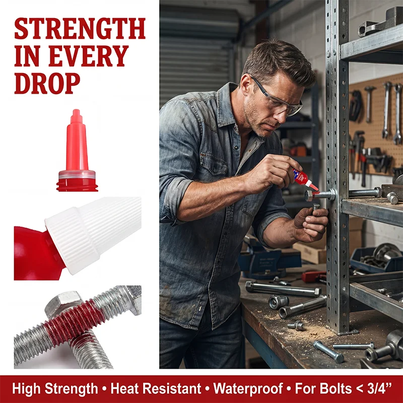 Super Threadlocker (10g) – Red, high-strength anaerobic adhesive for securing metal screws