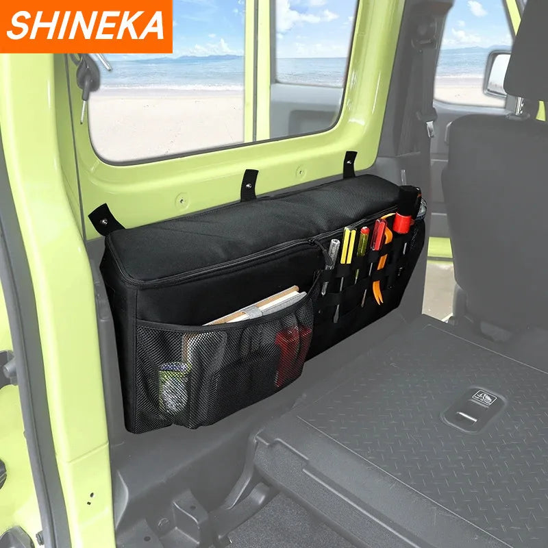 SHINEKA Car Trunk Side Storage Bags Organizer Accessories for Suzuki Jimny JB74 JB64 2019-2025 Up Stowing Tidying Interior Parts