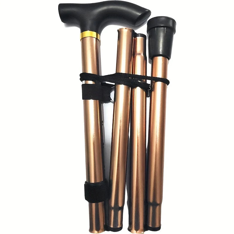 Lightweight & Adjustable Trekking Pole - Foldable Walking Stick/Cane With Rubber Handle for Men & Women