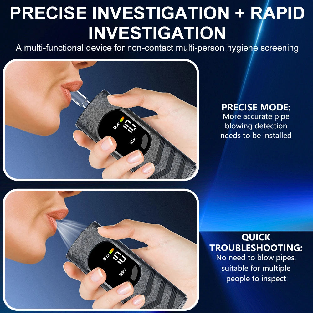 Digital Alcohol Tester Professional Alcohol Detector Breathalyzer Police LCD Display Drunk Driving Tester Long Standby