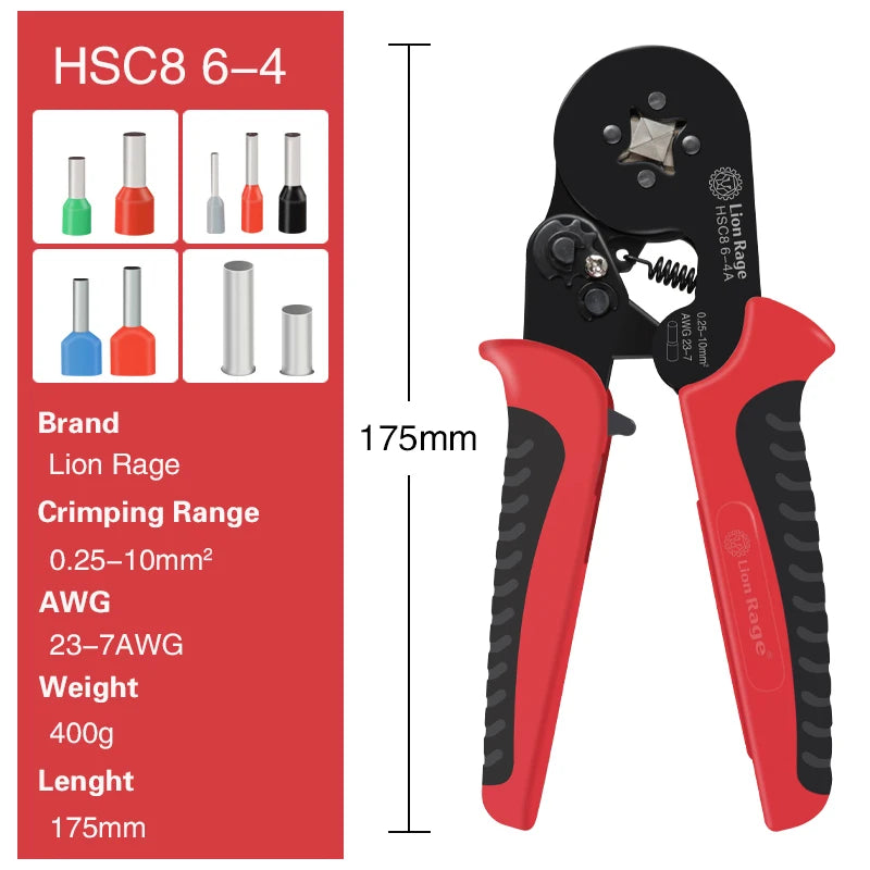 Crimping Pliers Ferrule Sleeves Tubular Terminal Tools HSC8 6-4 6-6 16-6 Wire Crimper Household Electrical Sets 1200pcs terminal