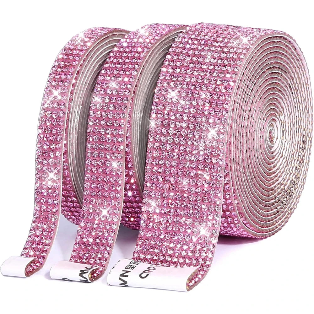1/5/10Yards Self Adhesive Rhinestone Ribbon Bling Crystal Diamond Ribbon Roll Wrap Glittering Rhinestones Sticker for Decoration