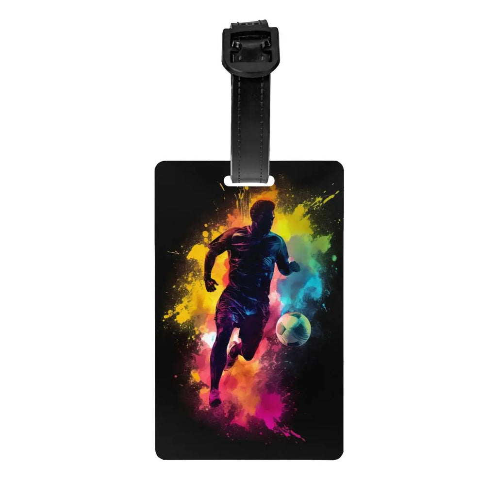 Custom Cool Soccerly Footbally Print Luggage Tag With Name Card Privacy Cover ID Label for Travel Bag Suitcase