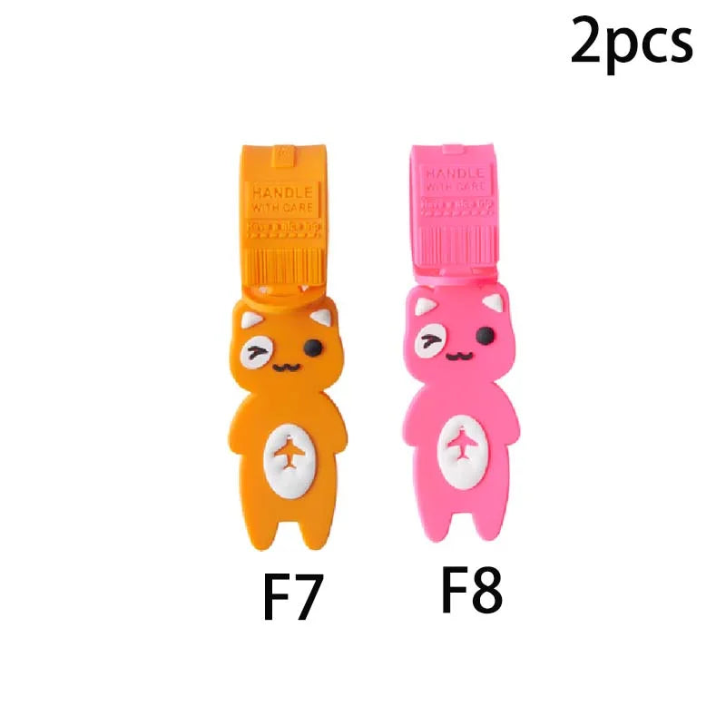 2pcs， Cute cat shaped luggage tag, creative foldable travel tag, suitable for travel accessories in handbags and suitcases, port