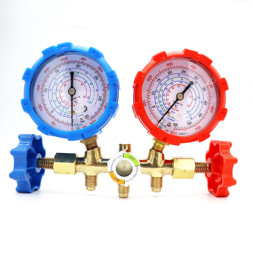 R410a 3 Way AC Diagnostic Manifold Gauge Set for Freon Charging Fits R32 R410a R-404A R-134a Refrigeration Manifold Gauge Air