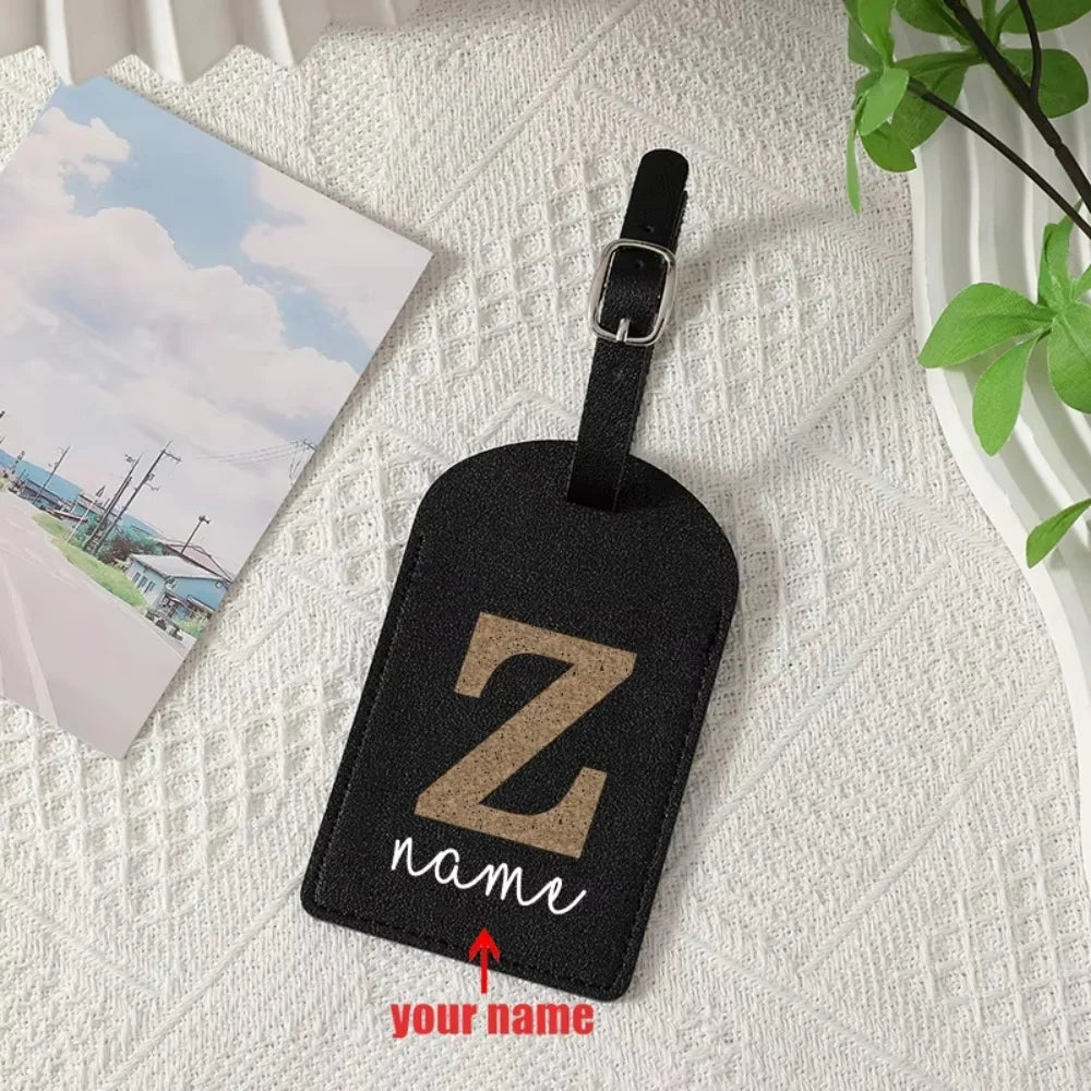 Personalized Simple A-Z Initial Custom Name Luggage Tag, Durable Creative Travel ID Card Holder, Ideal Travel Gift