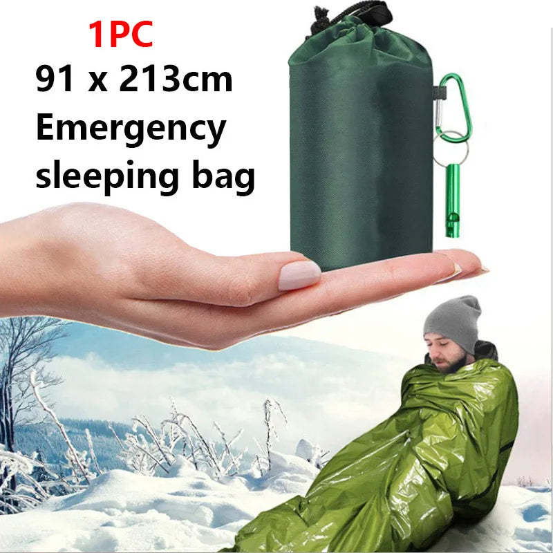 Portable Waterproof Emergency Survival Sleeping Bag Hiking Camping Gear Thermal Bivy Sack First Aid Rescue Kit Mylar Blanket