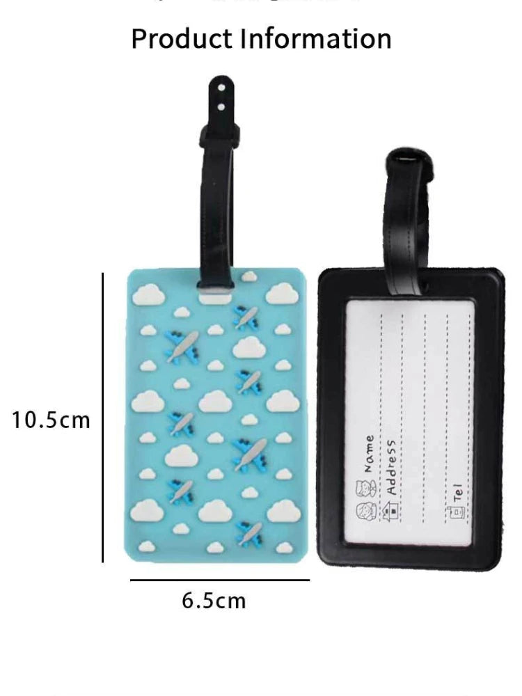 New Cloud Airplane Print PVC Luggage Tags Id Name Suitcase Tag Cute Luggage Tag Luggage Identification Label Travel Accessories