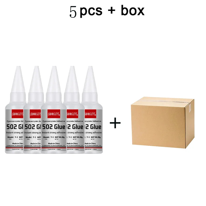 502 Super Adhesive - Quick Drying Cyanoacrylate, Suitable for Leather, Rubber, Metal, Strong Adhesive, Colorless and Transparent