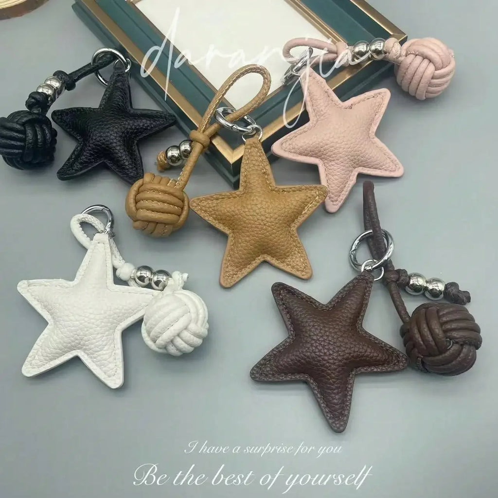 Star Woven Ball Keychain Bag Charm DIY Personalized Fashion Handbag Accessories for Women Small Gifts  Crossbody Bags Keychain