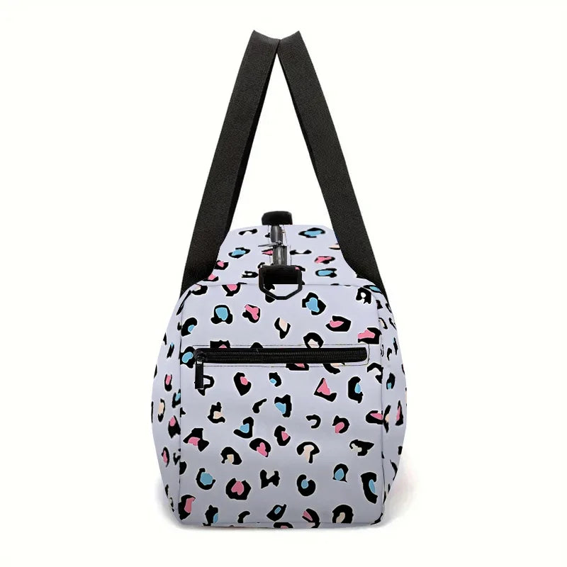 Leopard Spot Large Capacity Luggage Bag For Boy/Girl Children Best Gift 2D Flat Cartoon Leisure Travel Duffels Bag Fitness Bag