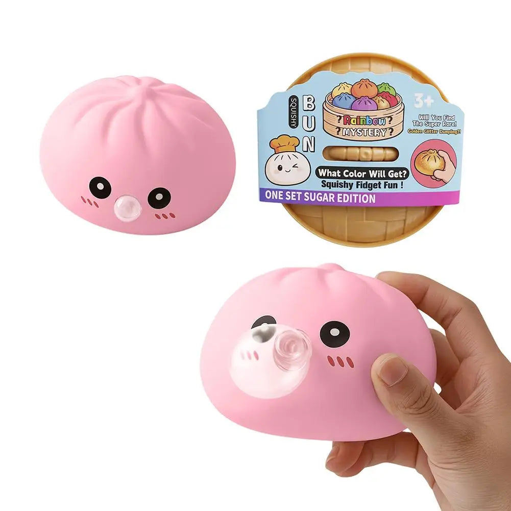 Glitter Dumpling Squishes Stress Balls 2026 Viral Fidget Toy Colorful Simulation Steamed Bun Decompression Toy for Anxiety