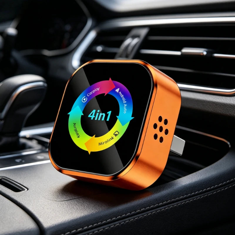 New Upgrade 4 in 1 Wireless Carplay Dongle Android Auto Adapter Mirror Link Screen Plug & Play Bluetooth for Apple and Android