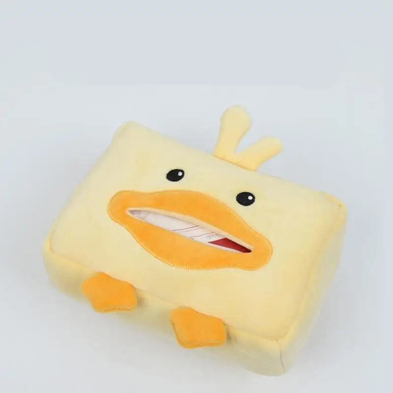 Cartoon Tissue Box Holder Cute Short Plush Tissue Boxes Bracket Auto Armrest Box Car Seat Back Car Decorations Car Tissue Holder