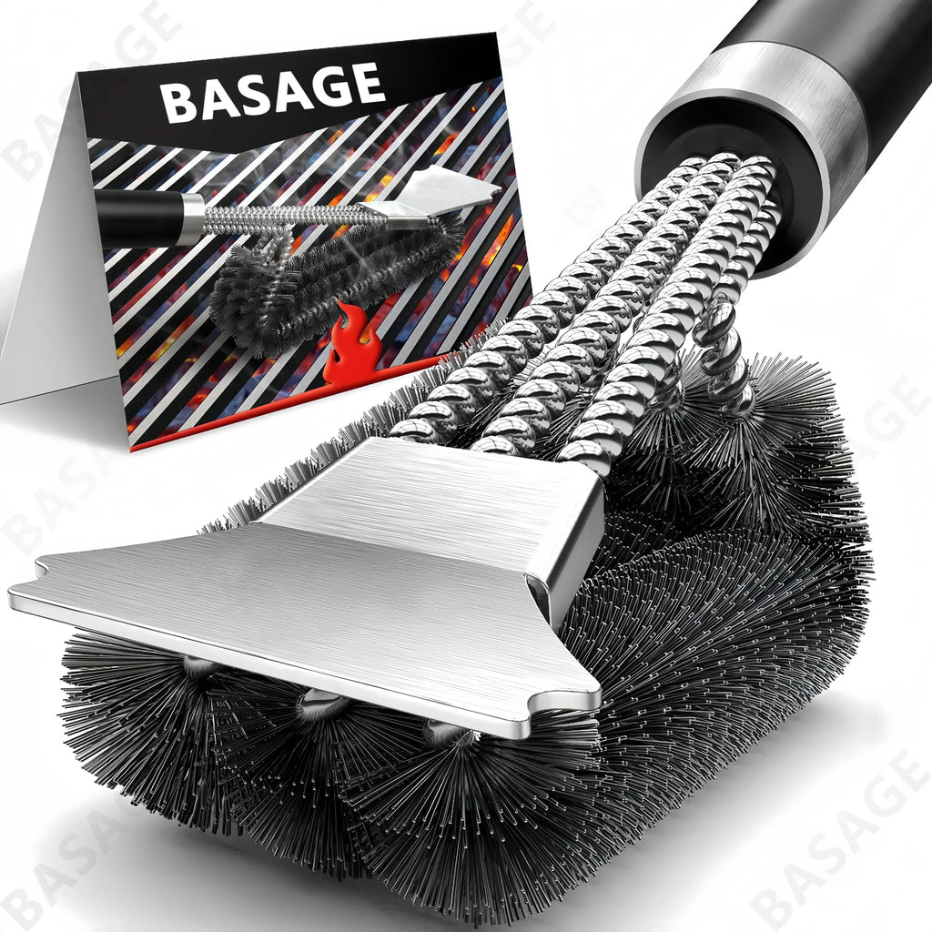 2-in-1 Safe Grill Brush - Bristle-Free BBQ BBQ Cleaner - Rust-Resistant Stainless Steel - Essential Grilling Accessories