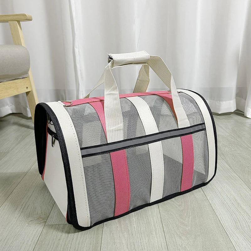 Pet Carrying Bag Outing Portable Cat Dogs Handbag Foldable Small to Medium Dog Cage Mesh Handbag