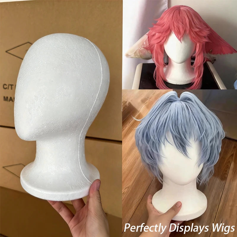 1 Pc Model Heads White Foam Wig Stand for Wigs Mannequin Head for Wig Hair Wig&Hat Holder for Style Model And Display Hair