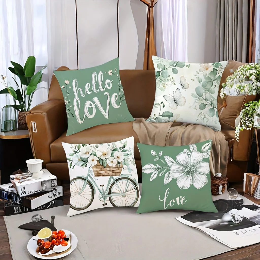 4-Piece Set These Cushion Covers Feature a Fresh and Sweet Style Combining Floral Patterns with Ext Insert Not Included