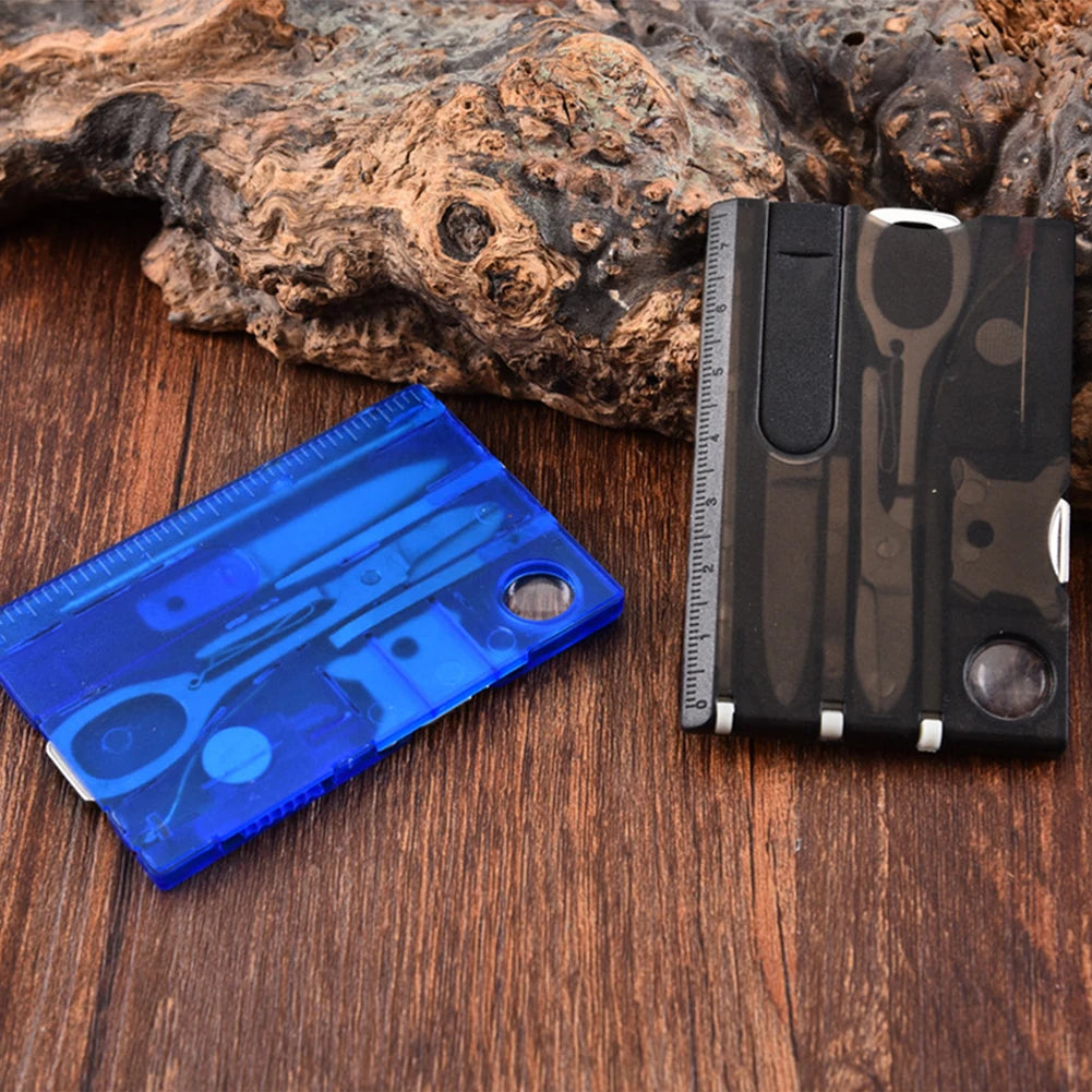 All In One Portable Pocket Credit Card Multi Function Survival Tool Boxed Set For Outdoor Camping Hiking Travelling Backpacking