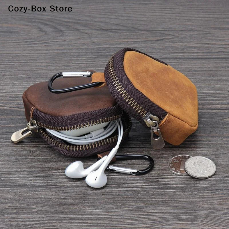 [ZY]Retro Small Zipper Pouch Earphones Accessories PU Leather Coin Purse For Coins Bag Pendant[ZY]