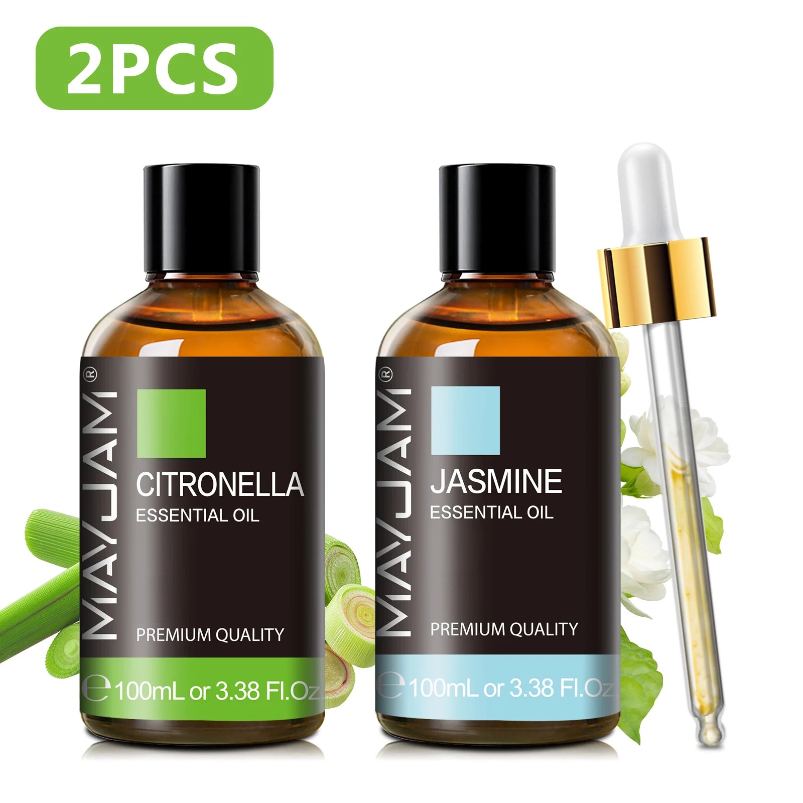 MAYJAM 2PCS Natural Plant Essential Oils Lavender Jasmine Eucalyptus Vanilla Fragrance Oil for Humidifier Diffuser