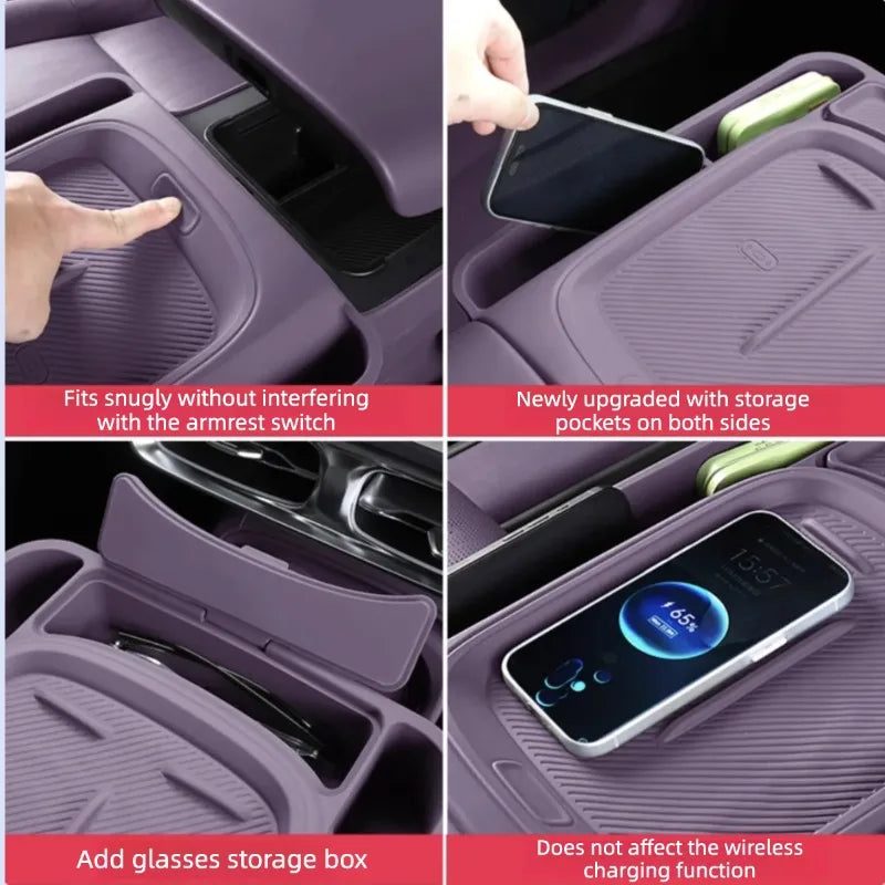 For Leapmotor B10 2025 2026 Wireless Charging Silicone Pad Central Control Silicone Storage Box Modify Accessories
