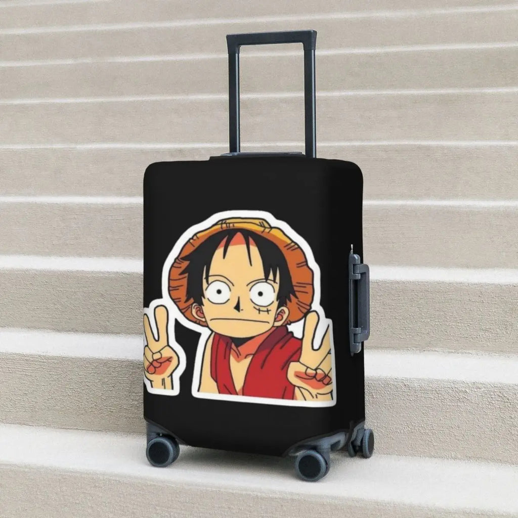 The Cheerful Pirate Flashing Victory Signs Suitcase Cover Flight Anime One Piece Elastic Luggage Case Cruise Trip Protection