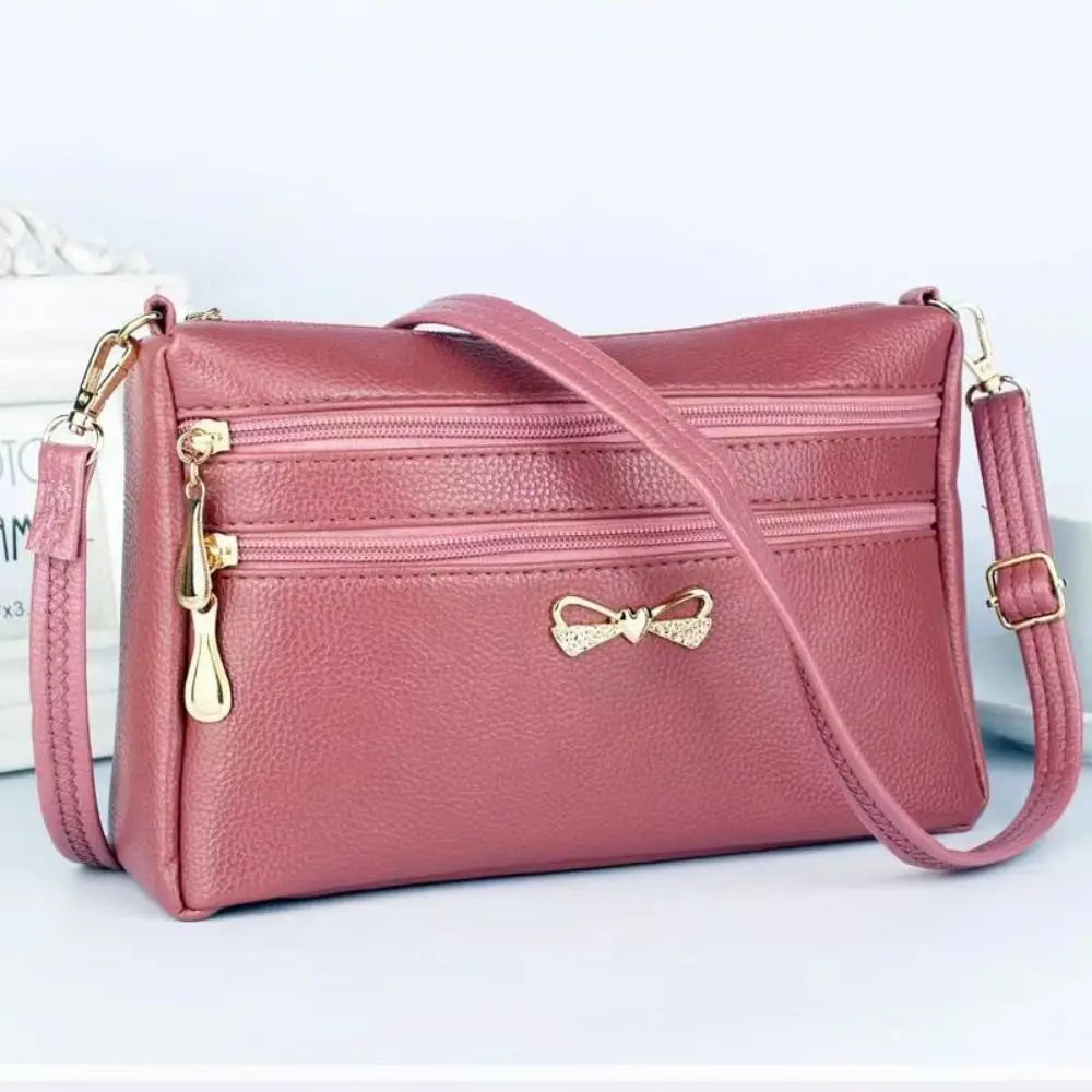 Fashion Square Shape Mom Crossbody Bag PU Urban Simple Shoulder Crossbody Bags Multi-Layer Shopping Bag Daily Use