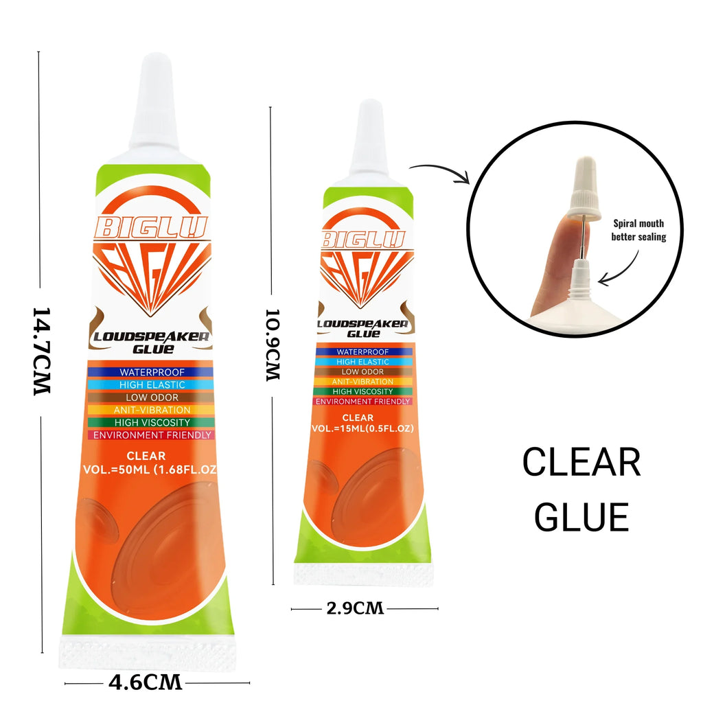 Black / Clear Loud Speaker Repair Glue Foam Side Dust Cap Rubber Edge Cone Basin Strong Adhesive 15/50ML
