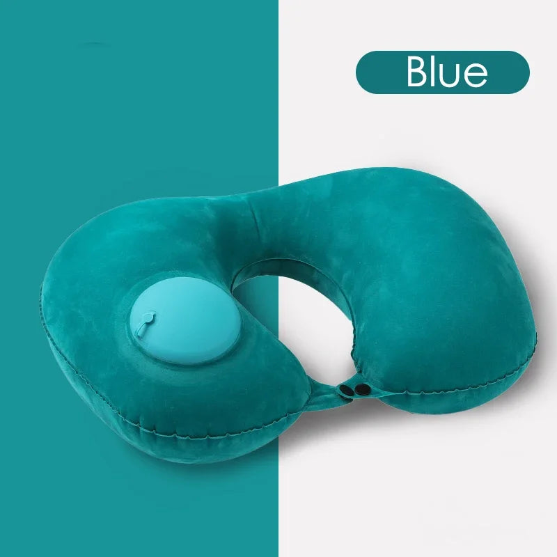Inflatable Foot Mat Flocking High-speed Train Leg Pillow Portable Inflatable Footstool U-shaped Pillow Portable Car Footstool