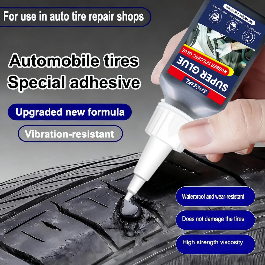 LOOLIFL, Super glue, rubber, tire adhesive, black has ductility, high temperature resistance, transparency and high strength