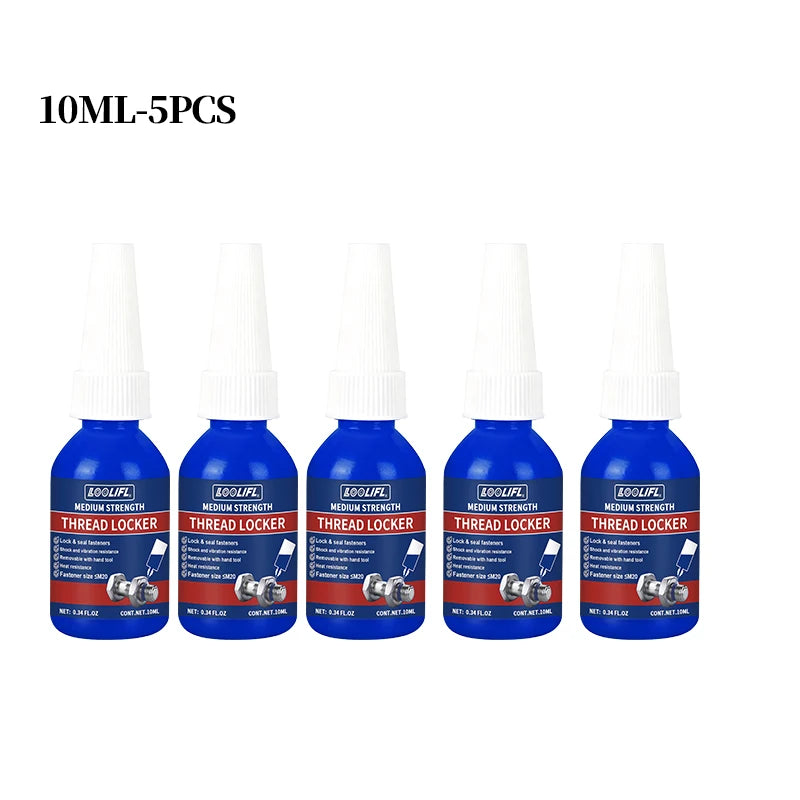 L00Lifl Blue Screw Adhesive 10ml - High-Strength, High-Temperature Resistant, Anti-Vibration Adhesive Specifically for Metal Fasteners, Removable Anaerobic Adhesive with Thread Locking Agent, Industrial-Grade Strength Adhesiv