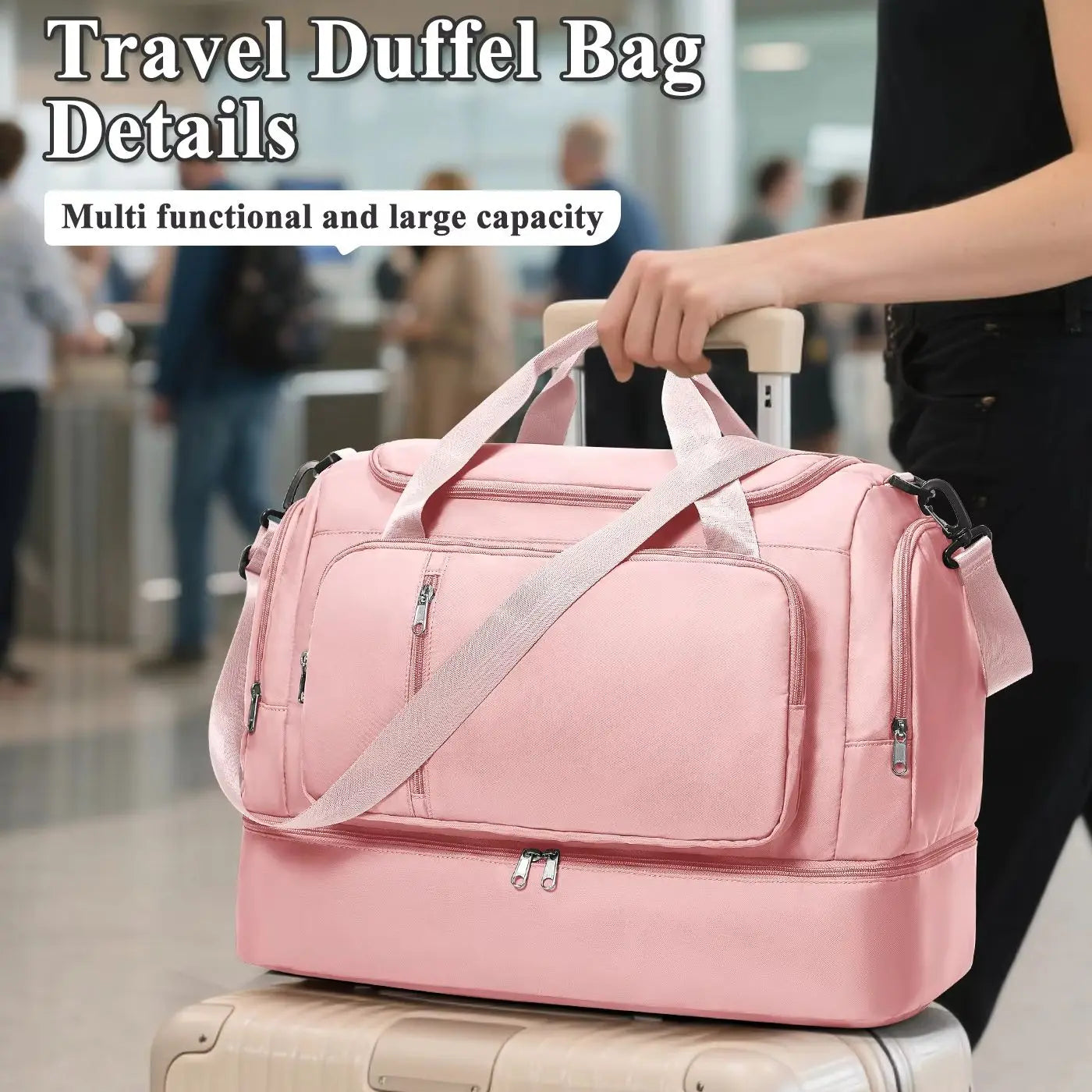 Travel Bag for  Women - Waterproof Large Capacity Multi-Pocket Hand Luggage Bag Gym Bag Weekender Travel Clothing Storage Bag