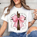 Plus Size Women Tshirt Bow Cross Proverbs Christian Bible Verse T-shirts Short Sleeve Cotton Graphic Tops Tees Female Clothing