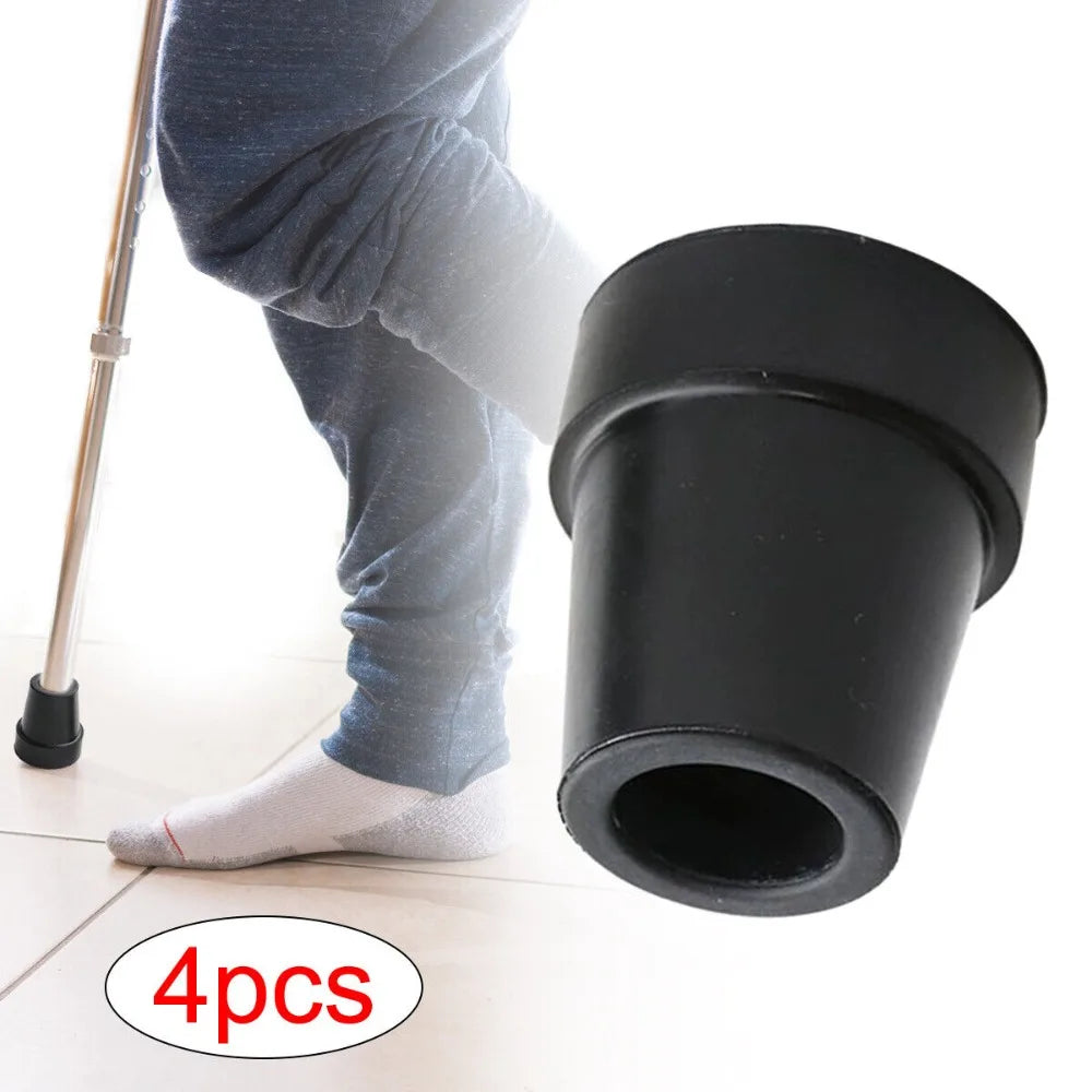4pcs Cushioned Non-Slip Walking Stick Ferrule Rubber Durable Cane Crutch Bottom Pads 19mm Heavy Duty Walking Stick Pad Climbing