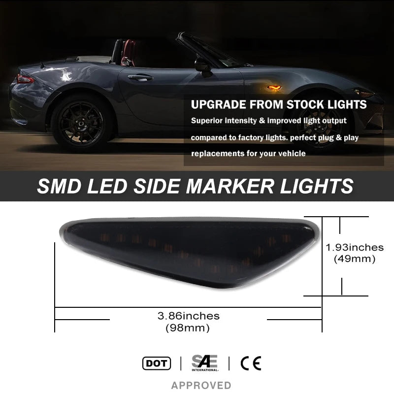 For Mazda 6 Atenza Mazda5 Premacy MX-5 RX-8 Nissan Lafesta Fiat 124 Spider LED Side Marker Lamp Amber Side Fender Turn Signal