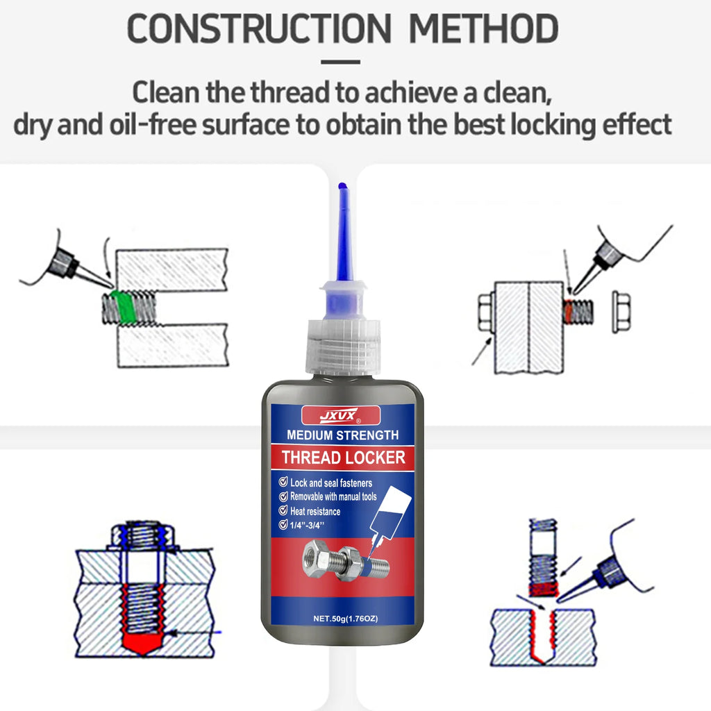243/271 Medium Strength To High Threadlocker Blue  Red Threadlocker Adhesive Thread Locker Blue Screw Glue Agent Anaerobic Glue Anti-Loose 50ml.