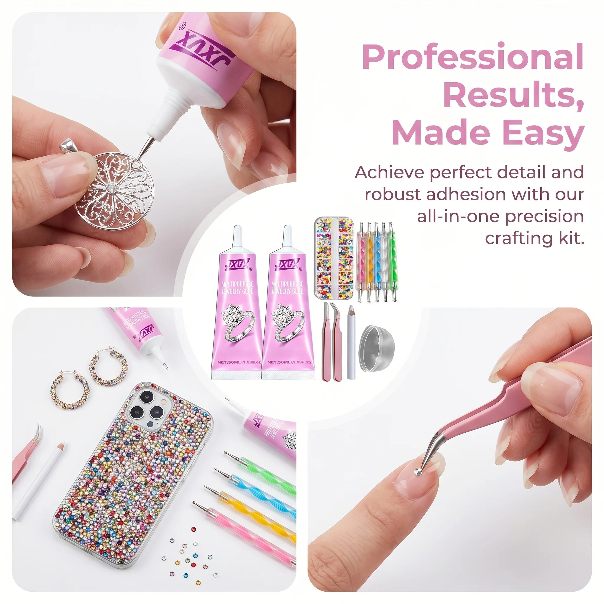 Jewelry Glue B7000 Production and Restoration-for bonding gem Pearls Earrings Rings Rhinestones Strong Waterproof Clear Adhesive 50ML（1.68fl oz）