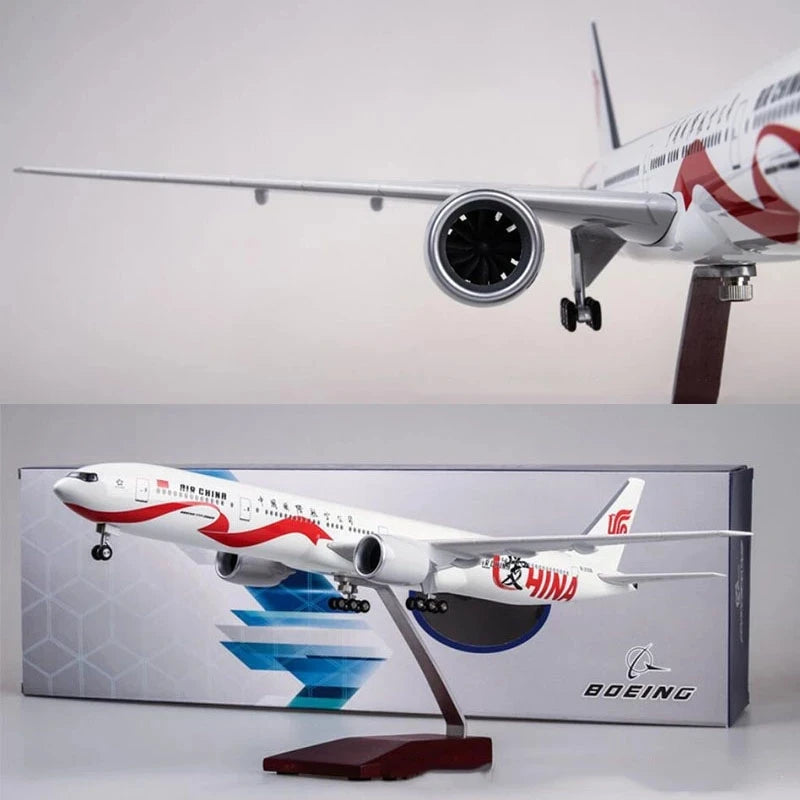 Toy 1:157 Scale B777 Aircraft Air China Airlines Model 47cm With Light And Wheel Diecast Resin Airplane Collection Display Toys