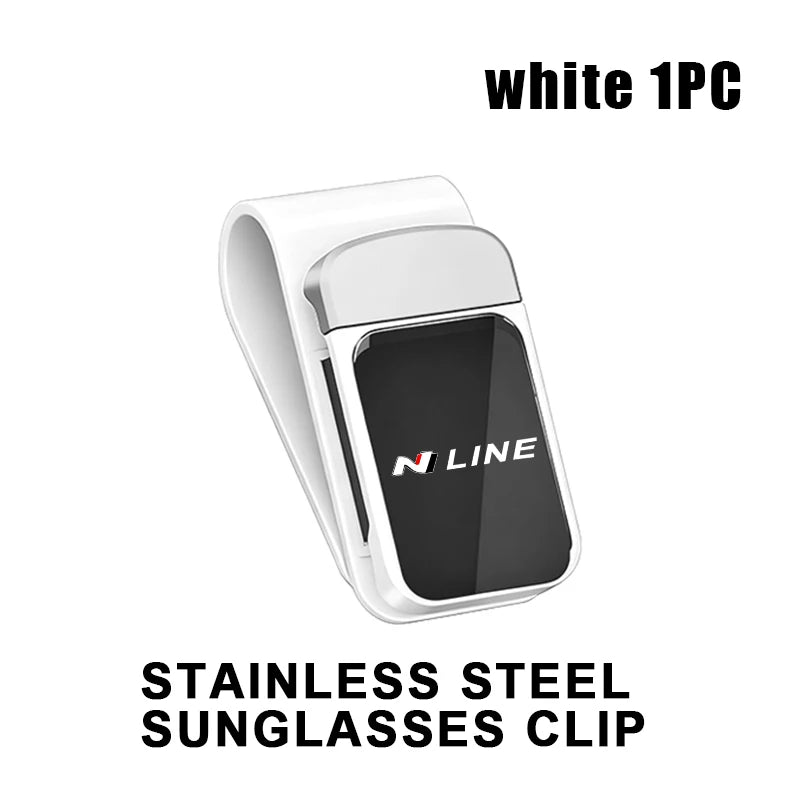 Car Stainless Steel Card Ticket Holder Sun Visor Glasses Clip For Hyundai N Line i20 i30 Sonata Tucson Azera Elantra Veloster