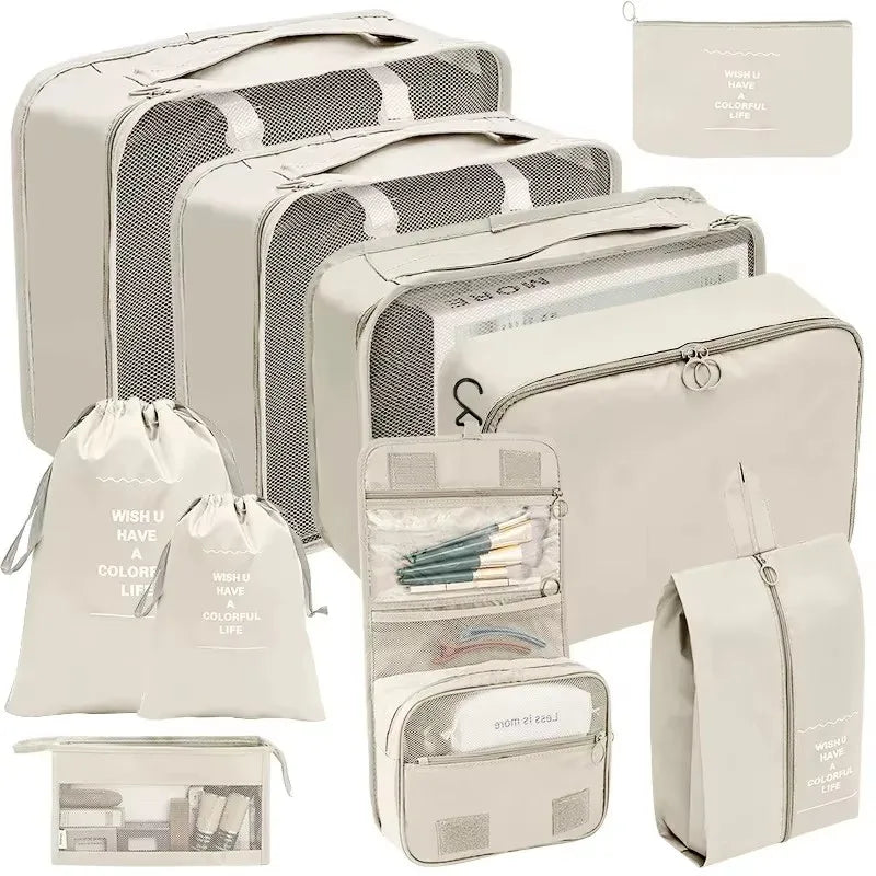 7/8/9/10/11 Pcs Set Travel Organizer Storage Bags Suitcase Packing Cubes Set Cases Portable Luggage Clothes Shoe Tidy Pouch