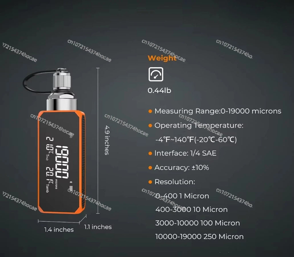 Mini Wireless Micron Meter 1 to 19,000 Microns, Digital Vacuum Gauge for HVAC and Automotive 1/4