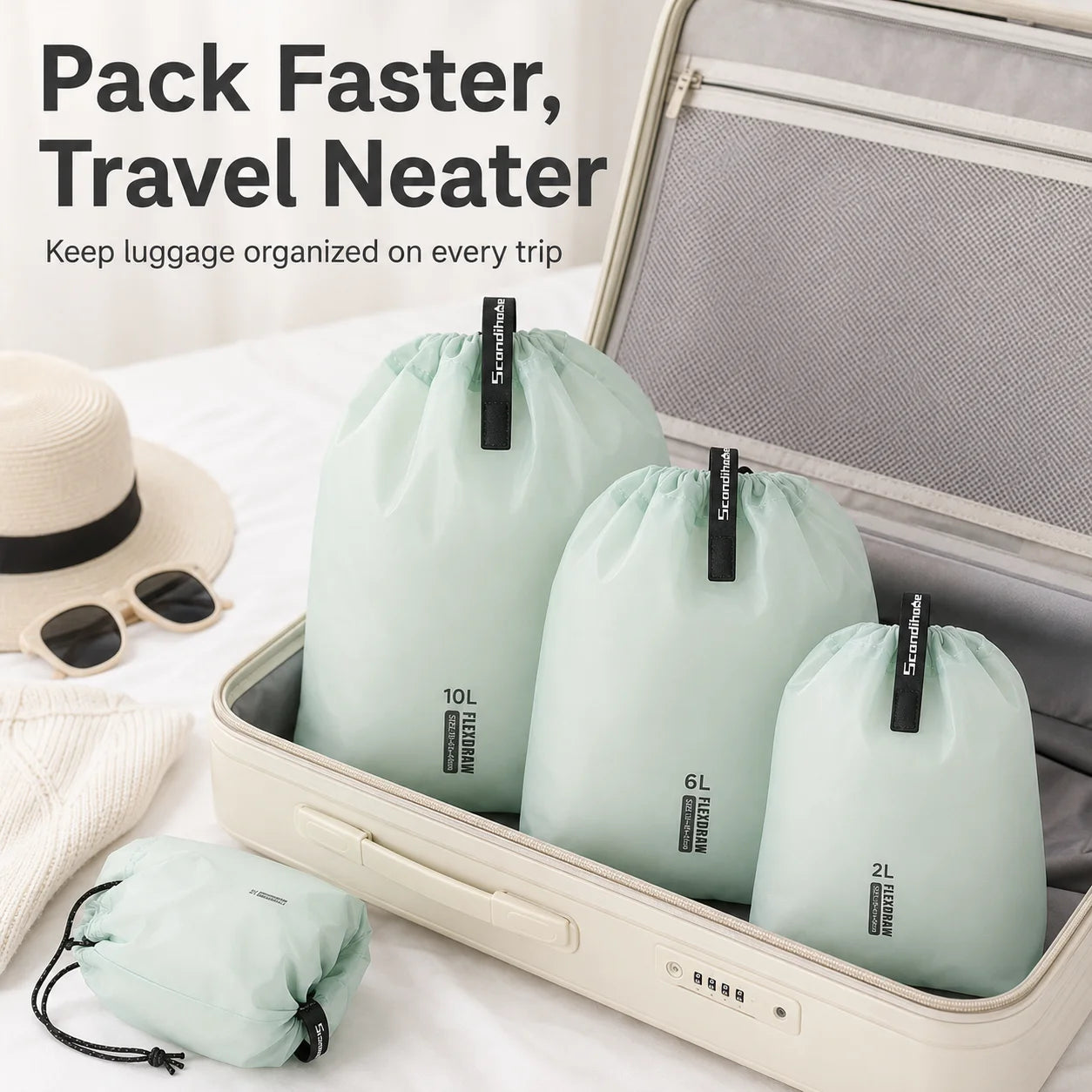 Large Capacity Waterproof Storage Bag for Clothes Travel Organizer Pouch with Multiple Pockets for Outdoor Hiking Camping